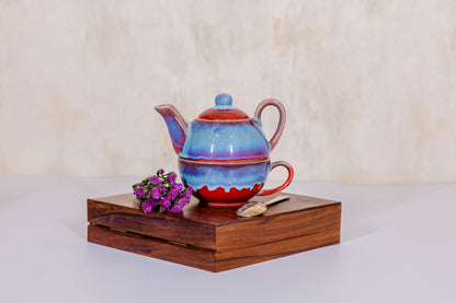 Small Tea Pot + 1 Mug(Red & Blue)