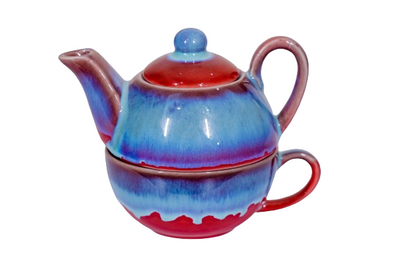 Small Tea Pot + 1 Mug(Red & Blue)